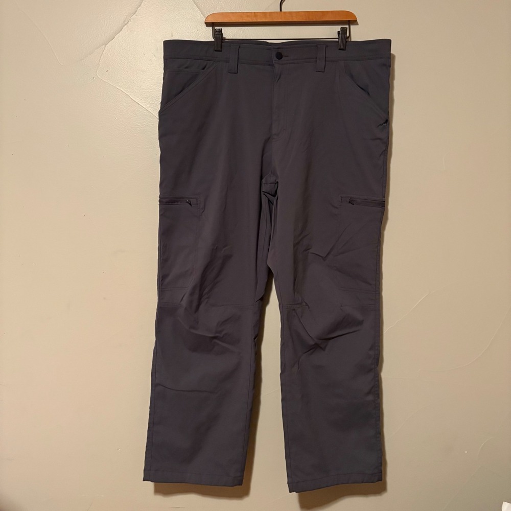 George Mens Fleece lined‎ Cargo Pants 40x30 Gray Flat Front Zip Pockets  Casual